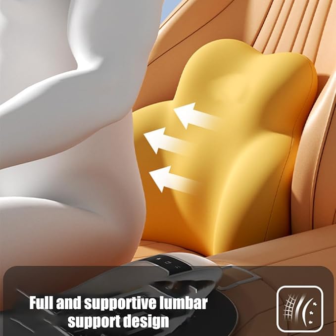 Car Lumbar Support Pillow for Ford Ranger PHEV 2025 Memory Foam Back Support Cushion Breathable Car Seat Lumbar Pad Accessories,Yellow