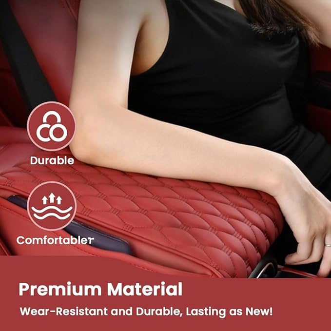 Car Center Console Cover for Acura RDX 2007-2019 2020 2021 2022 2023 2024 2025,Arm Rest Lid Cushion Protector Multifunctional Armrest Cushion Pad Interior Accessories,Red