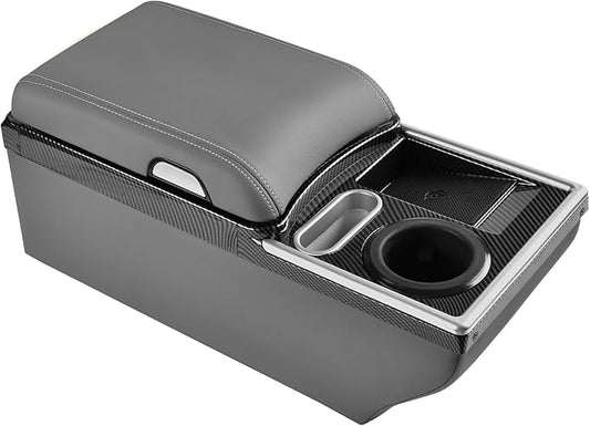 Coverado Center Console, Universal Bench Seat Center Console, Truck Back Seat Car Organizer with Cup Holder, Rear Central Car Armrest Box with Storage, Gray