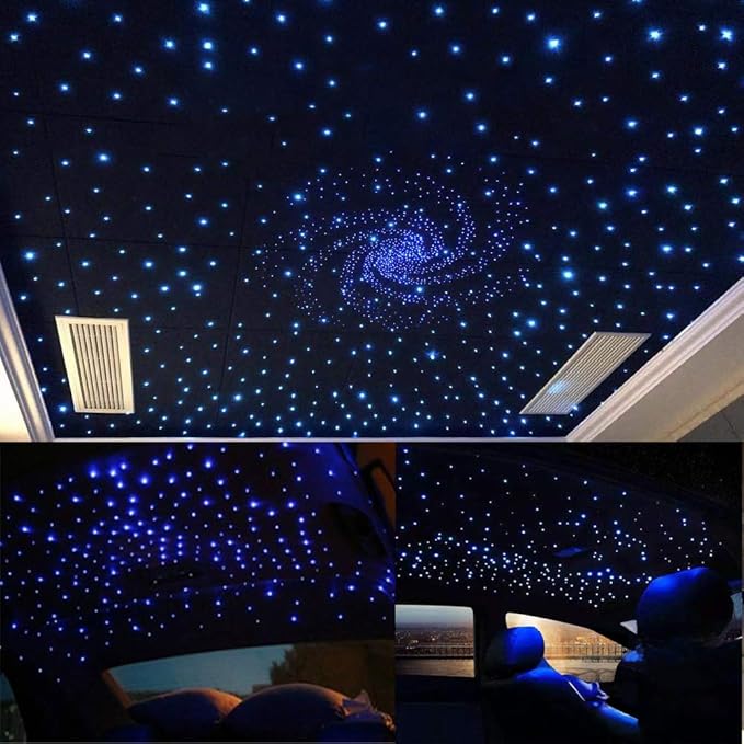 AKEPO Upgraded Twinkle+Music Effect+APP Control Fiber Optic Lights kit for Star Ceiling Sky Light Car/Home, RGBW Light Engine+Optical Fiber Cable 295pcs of 9.8ft/3m(0.03+0.04+0.06in)+28key Remote