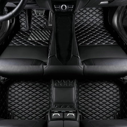 Custom Car Floor Mats for 96% Sedan SUV Sports Car Protection Full Coverage Pads Anti-Slip Leather Floor Lining All Weather Car Floor Mats (Black)