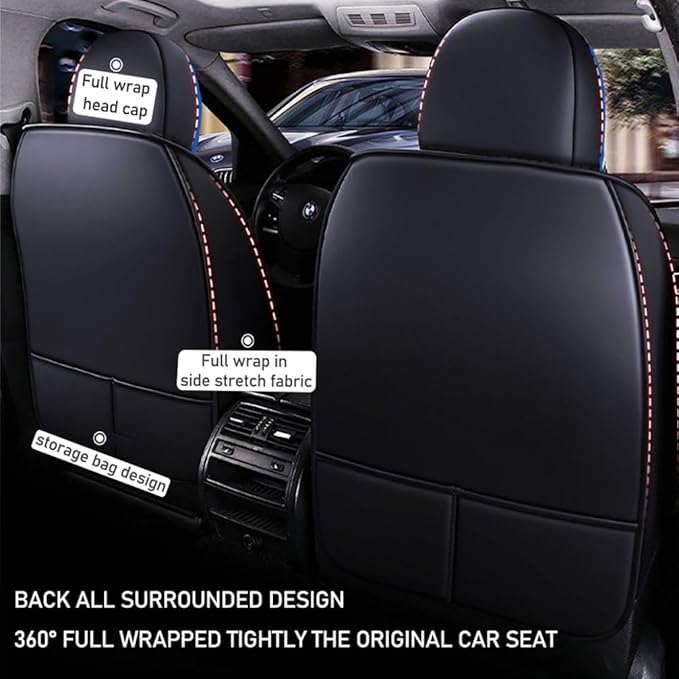 for Toyota CHR Seat Covers 2018-2026, Full Coverage Customized Car Seat Covers, Premium Leather Waterproof Stain-Resistant Easy to Install (Standard 5 Seats, Black&Blue)
