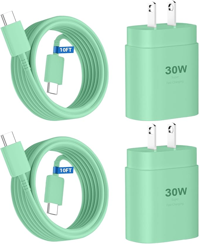 Phone 17 16 15 Charger Fast Charging,30W USB C Phone 17 16 15 Pro Max Charger Block &10FT Long Type C Cable Cord for i.Phone 17/Air/17 Pro/17 Pro Max/16/16 Plus/16 Pro/16 Pro Max/15/15 Pro Max,Green