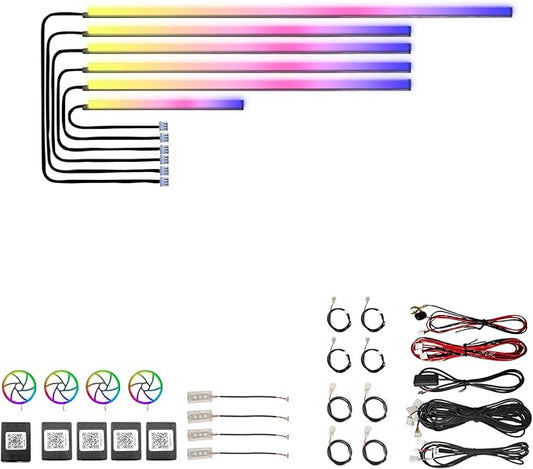 Acrylic Car Interior LED Lighting Kit, Interior Car Led Strip Lights， 22in-1 LED Fiber Optic Multi-Mode Standard Format Ambient Light, Suitable for Neon Lights of All Car Models.