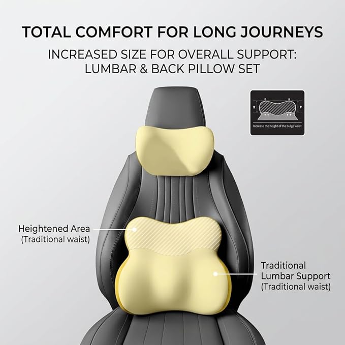 Car Headrest Pillow & Lumbar for Audi RS Q3 Sportback F3 SUV Coupe 2019-2024, Car Seat Neck Pillow Back Support, Breathable All-Season Automotive Seat Cushions, 2PCS,B Gray