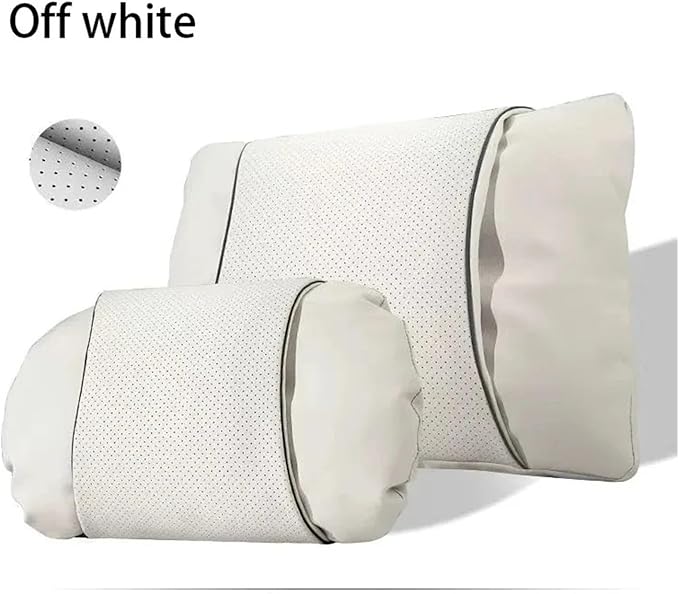 1/2PCS PU Leather Car Neck Pillow & Lumbar Support Cushion, Breathable Universal Seat Headrest Waist Pad, Soft Support Cushion for Daily Driving and Travel(E Style)
