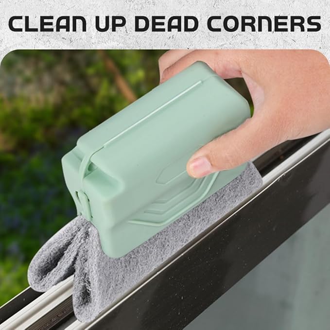 2026 New Magic Window Track Cleaner, 3Pcs Multipurpose Cleaning Brush for Window Grooves, Sliding Door Tracks, Tile Grout Lines, Shutter Slats, Car AC Vents, and Narrow Gaps (Green)