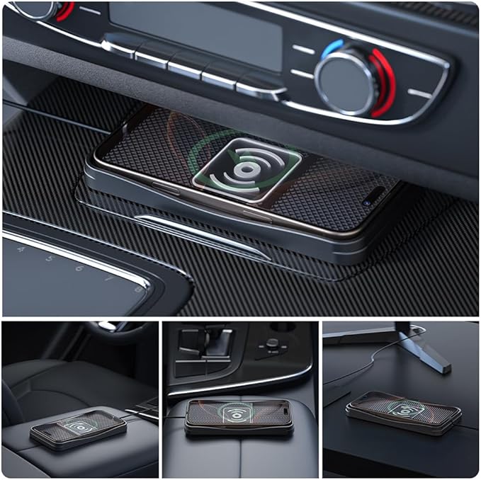 Car Wireless Charger Pad for Chevrolet Malibu 2000-2025, Type-C/USB 20W Fast Wireless Car Charger Pad Non-Slip Cordless Charging Mat,A-30cm Cable Type-C Plug