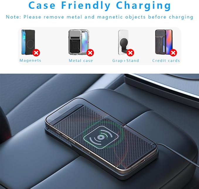 Wireless Charging Pad for Car for Honda Civic(Hatchback) Fit 2000-2026, Non-Slip Type C/USB 20W Fast Phone Charging Pad DIY Trim-to-Fit No Interior Damage,B&Type-C