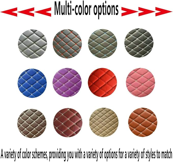 KaiLaiCarCustom Automotive Car Floor Mats for 99.99% Sedan SUV Sports Car Men Women Protection Full Coverage Pads Anti-Slip Leather Floor Lining (Red Diamond + Black Strip, D- Diamond + Strip)