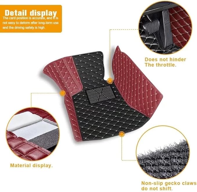 Custom Making Car Floor Mats Protection Pads for 99% Sedan/Coupe/Hatchback/SUV/Pickup Men Women Car Floor Mats Coverage Pads Anti-Slip Leather Floor Lining (Beige Stripe)