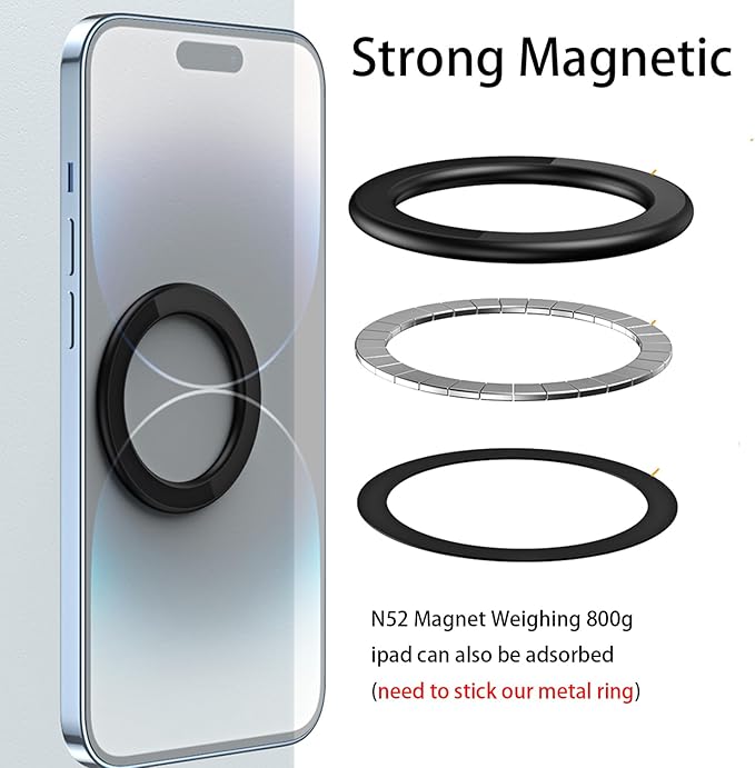 Magnetic Ring Holder for iPhone 14 13 12 Magnet Wall Mobile Phone Holder Magnetic Car Phone Stand for magsafe case (White 1 pcs)