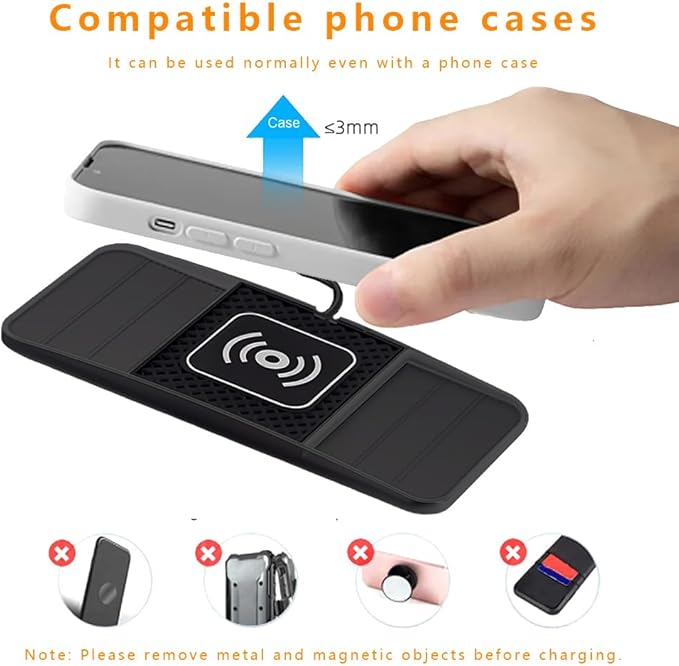 Wireless Charging Pad for Car for Ford F-150 Lightning 2022-2025, DIY Trim-to-Fit Slim Non Slip Fast Charger Car Wireless Charging Pad 30CM Cable,B 30cm USB Plug Cable