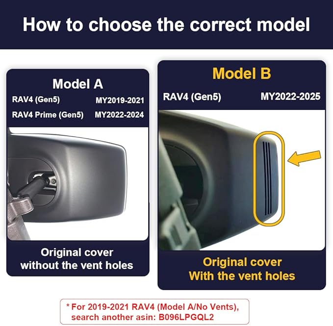 Fitcamx 4K Dash Cam Suitable for Toyota RAV4 2022-2025 (Model B/with Vent Hole on Cover), OEM Factory Look, UHD 2160P Video, Built-in WiFi & APP, Loop Recording, G-Sensor, Plug & Play, 64GB Card