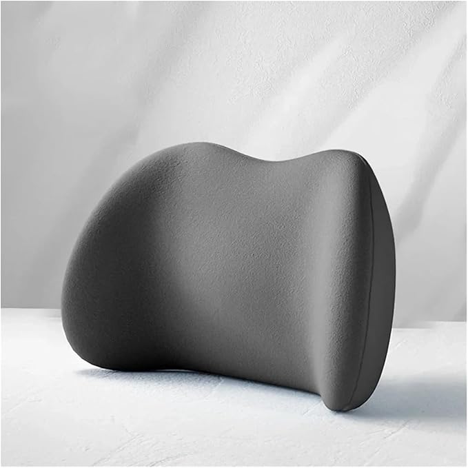 Memory Foam Car Neck Pillow & Waist Cushion - Soft fit for Seat Headrest & Lumbar Support for Comfort(Hb-Grey Waist 1PC)