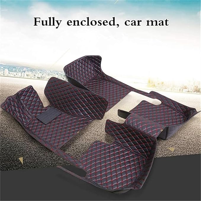 Custom Car Mats All Weather Fit Automotive Floor Mats PU Leather Protector Mat for Most Sedan, SUV, Truck Floor Mats (Wine red)