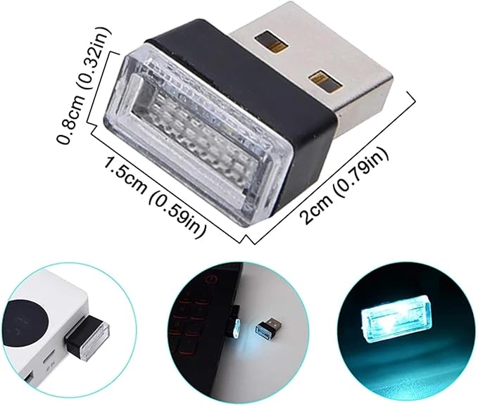 1/4/10 PCS USB LED Light Car Interior Styling Atmosphere Decorative Lamps Mini Universal Portable Ambient Lighting Kit Red Bule(4 PCS_Purple)
