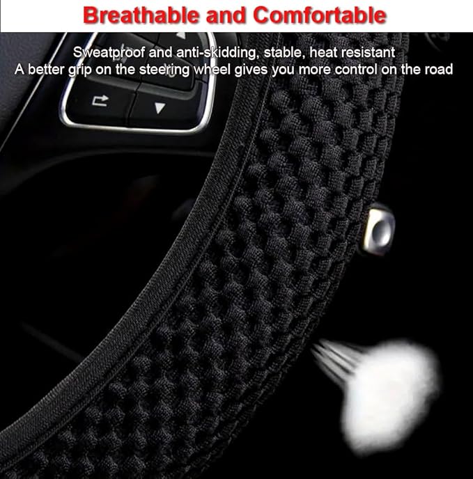 Hiflyer Steering Wheel Cover - Universal 14.5-15 Inch, Soft Microfiber, Women & Men, Brown