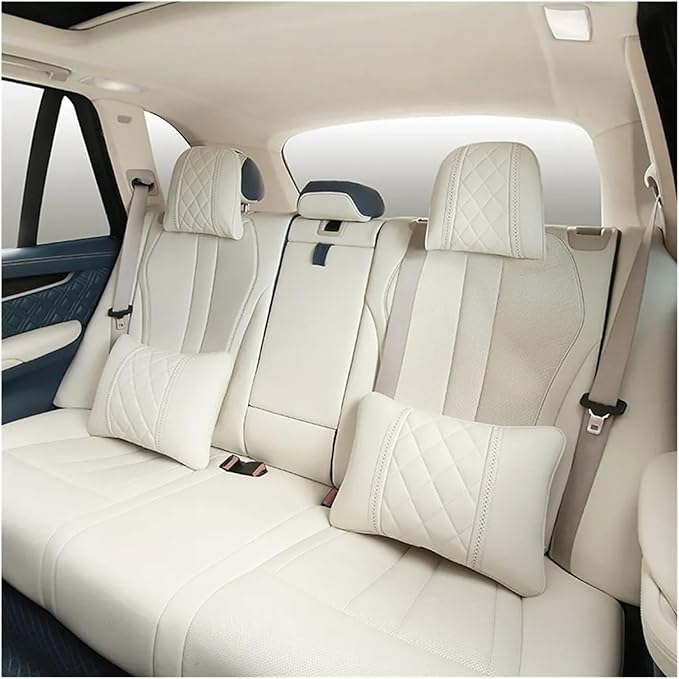 Car seat headrest Leather Car Fit for Seat Rest Cushion Headrest Car Neck Pillow Fit for BMW (Color : Black)
