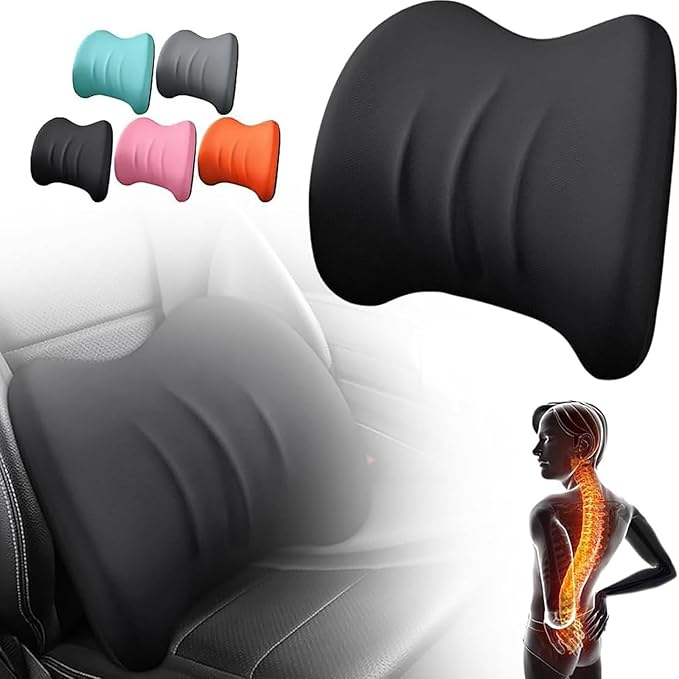Car Headrest & Lumbar Support Cushion for Hyundai Santa Fe 2010-2023, Ergonomic Car Seat Headrest Memory Foam Neck and Back Pillow Kit Breathable Removable for Driving Fatigue Relief,Dpink