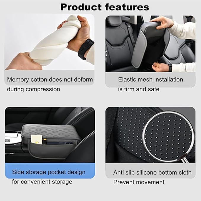 1 Pack Car Center Console Cover Custom Fit for Alfa Romeo Stelvio 2017-2021 2022, Leather Memory Foam Armrest Cushion Protector, Anti-Scratch Durable Armrest Pad,Coffee Brown