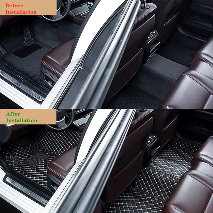 Custom Personalized Floor Mats for Cars - Luxury Full Coverage All Weather Mats, Anti-Slip Leather Mat Set, Fit for 99% of Cars, SUVs & Trucks (Red, C-Double Color)