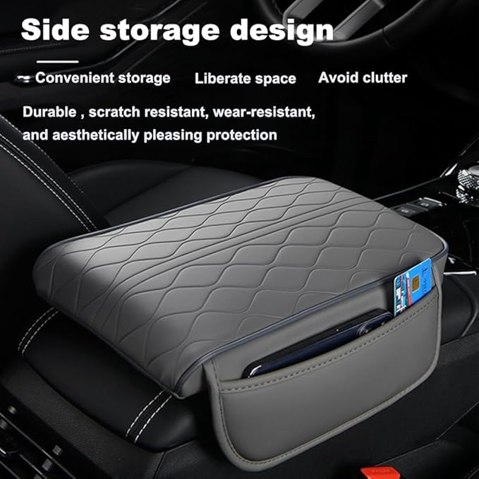 Center Console Armrest Cover Compatible with GMC Sierra1500/2500/3500 2019 2020 2021 2022 2023 2024 Leather Car Armrest Cushion Pad Protector Black Interior Accessories,Red