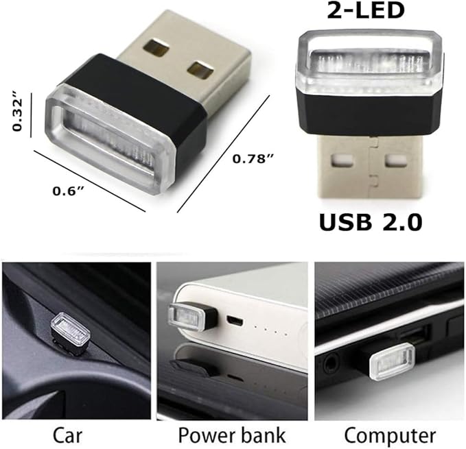 iJDMTOY Aqua Ice Blue USB Plug-in Miniature/Nano LED Car Interior Ambient Accent Lighting Kit