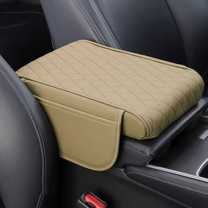 Car Armrest Pad for BMW X3 G01 F25 E83 2003-2019 2020 2021 2022 2023 2024 Leather Armrest Box Mat Center Console Cushion Pad Universal Armrest Seat Box Cover Protector,Beige, normal