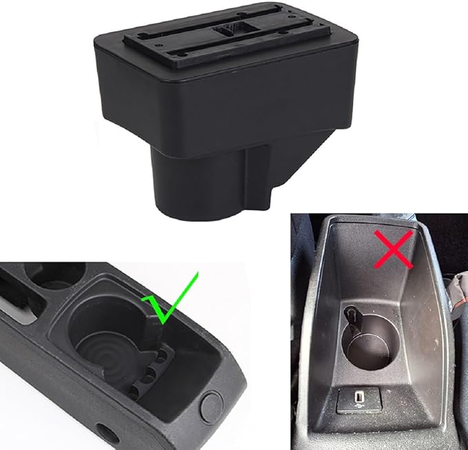 AULPHIKE Compatible with Ford Fiesta Armrest 3 2011-2018 Center Console Organizer Armrests Double Layer Storage Space with Cup Holder
