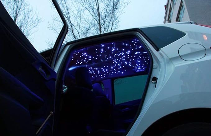 AZIMOM Car Use 6W RGBW 550pcs 0.03in 13.1ft Fiber Optic Lights Starlight Ceiling Light Kit End Glow Optic Cable Music Mode APP Remote Sensory Lighting Indoor Home Headliner Decoration