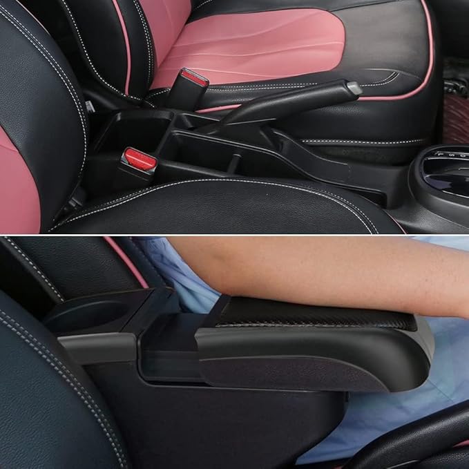 AULPHIKE Compatible with Ford Fiesta Armrest 3 2011-2018 Center Console Organizer Armrests Double Layer Storage Space with USB Ports