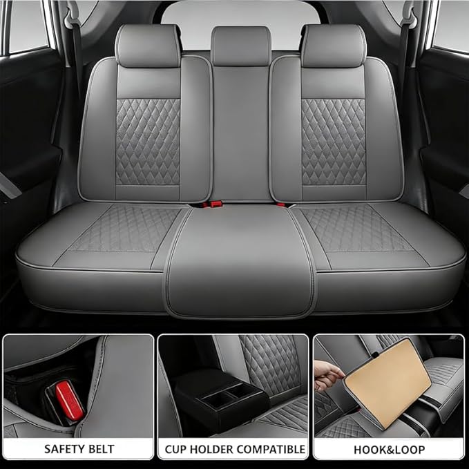 Car Seat Covers Full Set Custom Fit for Ford Explorer 2001-2026 - Premium Faux Leather with Lumbar Support | Breathable, Waterproof, Anti-Slip, Durable (Gray,Full Set)