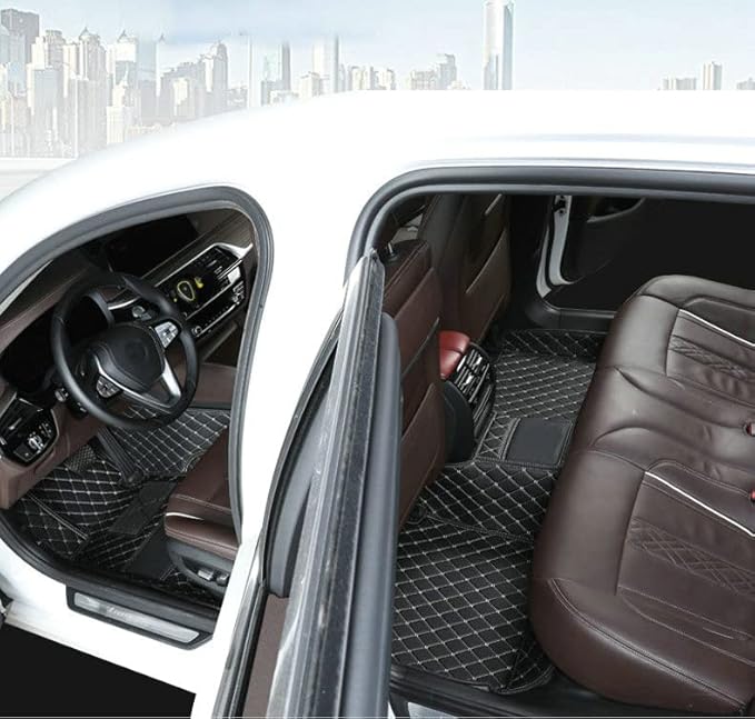Car Floor Mats Automotive Floor Mats Vehicle Specific All Weather Protection Custom Compatible with Most of 98% Cars SUVs (Blue and Brown)
