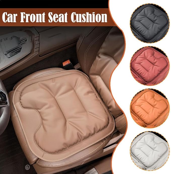 Skin-Friendly & Dirt-Repellent Leather Seat Cushions, 2026 Car Seat Cushion for Driving, 1.57" Thick Comfort Seat Protector, Universal Non-Slip Memory Foam Pad for Car (Orange, Backrest Cushion)