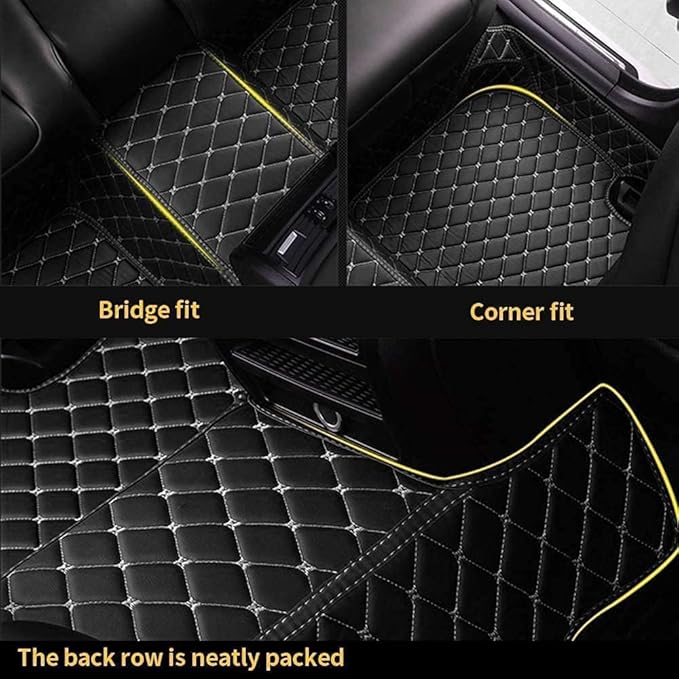 Custom Car Floor Mat Compatible with 97% Car Models Luxury Leather All Weather Waterproof Anti-Skid Full Coverage Car Mats (Black)