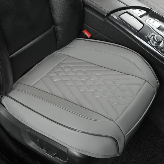 GIANT PANDA 1pack Front Car Seat Cover Bottom Seat Cover, PU Leather Driver Car Seat Protector Fits 95% of Vehicles, Wrapping Around The Bottom (Grey)