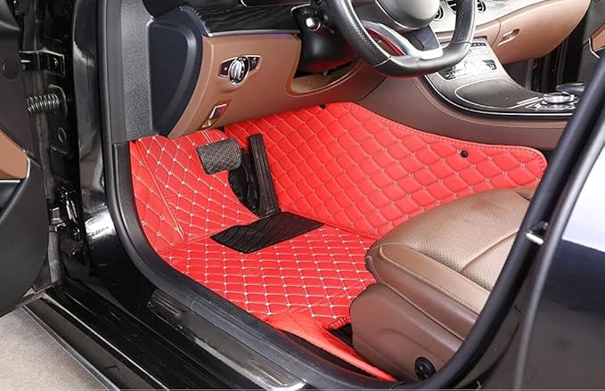 Custome Car Mats Accessories All Weather Floor mats Compatible with Automotive Floor Mats Passenger car mats (Wine red)