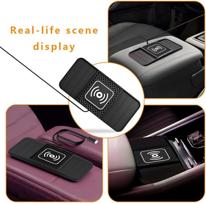 Wireless Charging Pad for Car for Kia Forte 2010-2024, DIY Trim-to-Fit Slim Non Slip Fast Charger Car Wireless Charging Pad 30CM Cable,A&30cm Type-C Plug Cable