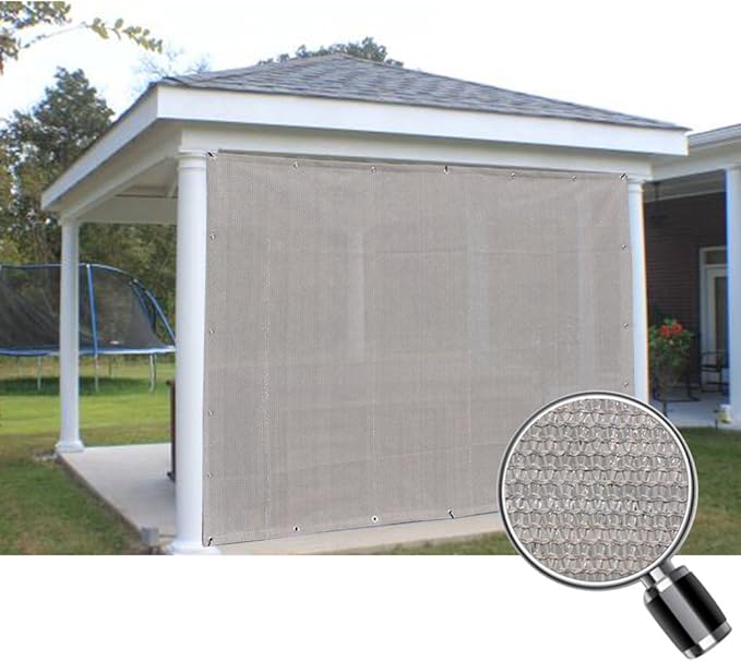 Alion Home Sun Shade Privacy Panel with Grommets and Hems on 4 Sides for Patio, Awning, Window, Pergola or Gazebo - Smoke (12' x 5')