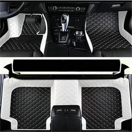 Custom Car Mats All Weather Fit Automotive Floor Mats PU Leather Protector Mat for Most Sedan, SUV, Truck Floor Mats (Black and White Side)