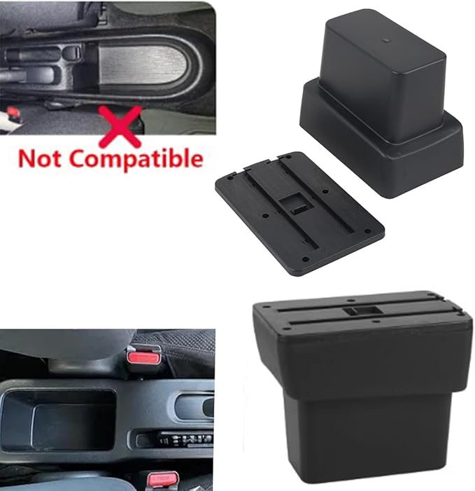 AULPHIKE Compatible with Nissan Note Armrest E-Power Car Center Console Organizer Armrests Double Door Storage with USB Ports（Black Style）