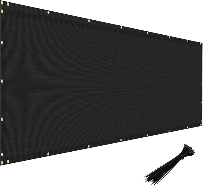 Windscreen4less Privacy Fence Screen Heavy Duty Windscreen Fencing Mesh Fabric Shade Net Cover with Brass Grommtes for Outdoor Wall Garden Yard Pool Deck, 8'x248' Black