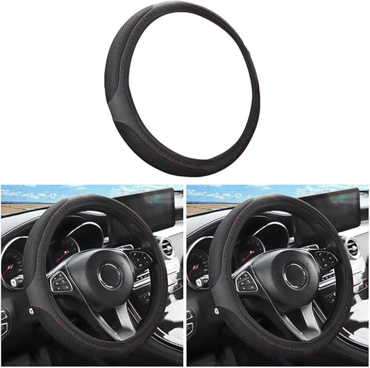 LoyaForba Car Steering Wheel Cover, Universal 14.5-15 Inch, Soft Anti-Slip Neoprene Protector for Steering Wheel, Breathable Odorless and Elastic Stretch, Car Accessory for SUV, Van, Truck (Black)