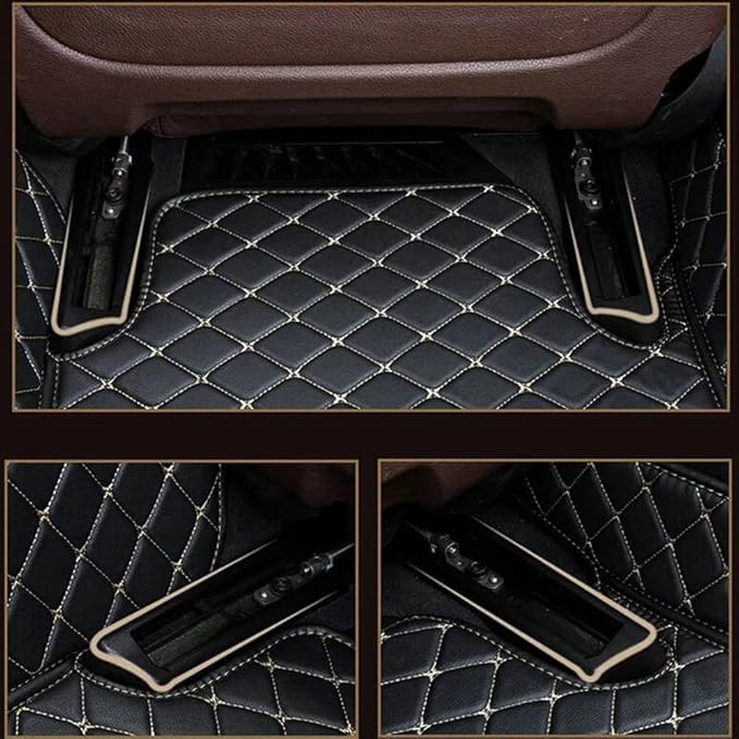 Custom Car Floor Mats Fit for 99% Sedan SUV Sports Car Full Coverage Pads Leather Floor Liners Mat Women Men (Black&White)