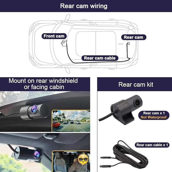 Fitcamx Front 4K+Rear 1080P Dash Cam Adapts for Toyota Highlander 2020-2026 & Hybrid (Gen4/UX70), Integrated OEM Look, Dual HD Video, WiFi & APP, Loop Recording, G-Sensor, Easy to Use, 128GB Card