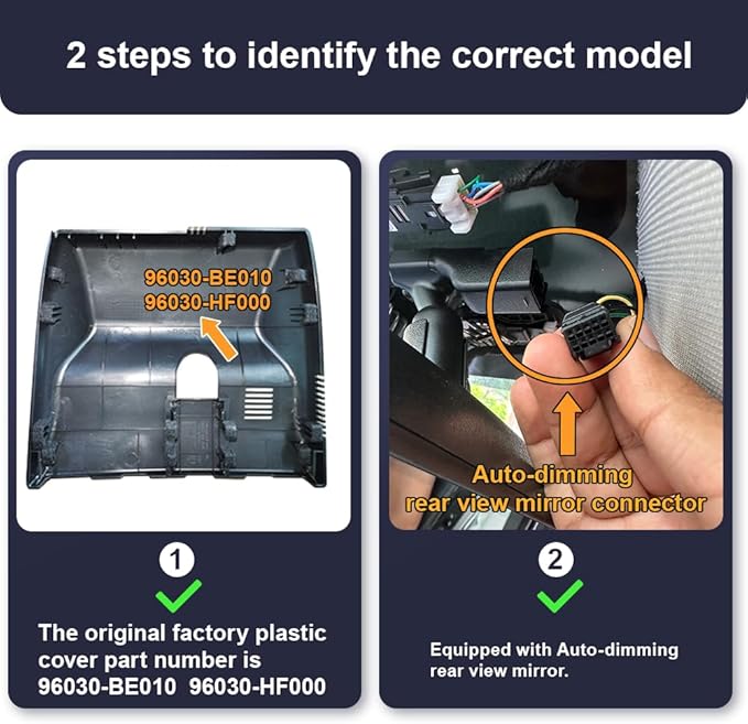 Fitcamx Front 2K+Rear 1080P Dash Cam Adapts for Hyundai Kona 2023-2025 & Kona Electric (Part No#BE010), OEM Style, Dual HD Video, WiFi Connect & APP, Loop Recording, G-Sensor, Easy to Set, 64GB Card