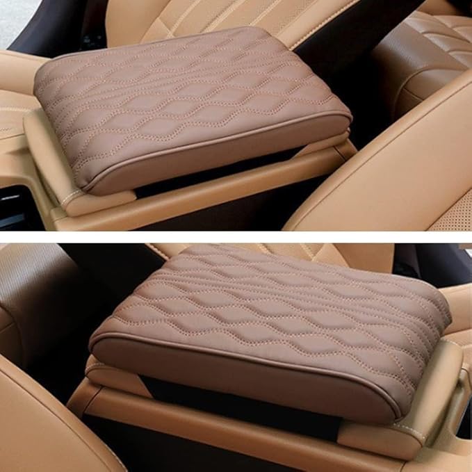 Leather Car Armrest Box Pad, 2026 New Upgrade Waterproof Universal Memory Cotton Armrest Box Pad, Center Console Lid, Car Center Console Cover for Most Vehicle, Car Accessories (Grey)