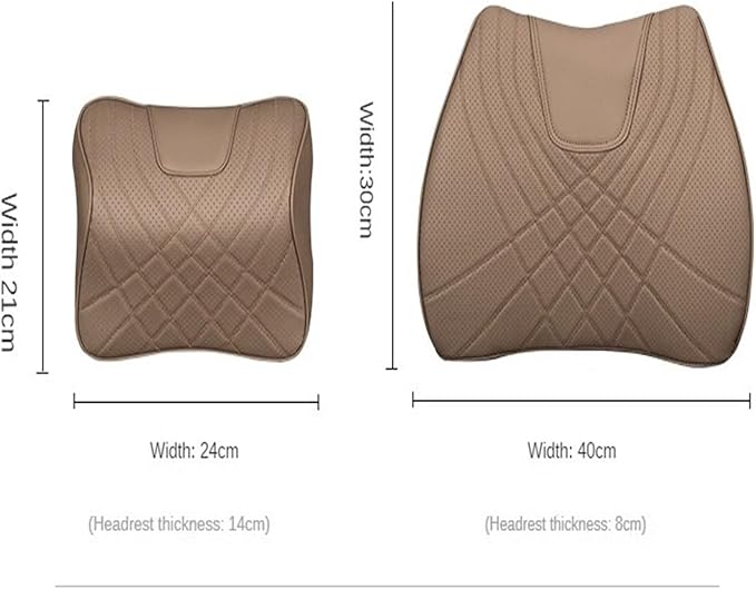 Car Pillow Car Headrest Pillow Set Sewing Leather Lumbar Waist Support Memory Foam Fit for Seat Neck Protctive Cushion Accessories Car Neck Pillow(D)