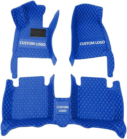 Custom Personalized Floor Mats for Cars，Luxury Full Coverage All Weather Car Floor Mats，Anti-Slip Leather Car Mat Set ，Custom Floor Mats for 99% of Cars, Trucks & SUVs (Blue 3D)